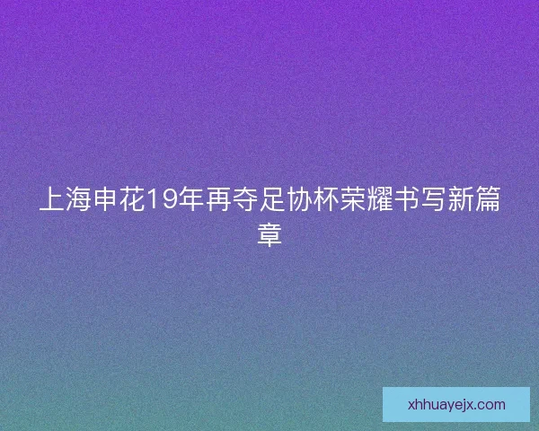 上海申花19年再夺足协杯荣耀书写新篇章 上海申花19年再夺足协杯荣耀书写新篇章