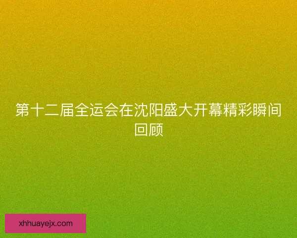 第十二届全运会在沈阳盛大开幕精彩瞬间回顾