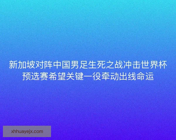新加坡对阵中国男足生死之战冲击世界杯预选赛希望关键一役牵动出线命运